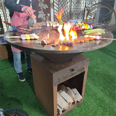 Pozzi brucianti di legno d'acciaio arrugginiti del barbecue della griglia 3.4ft di Corten